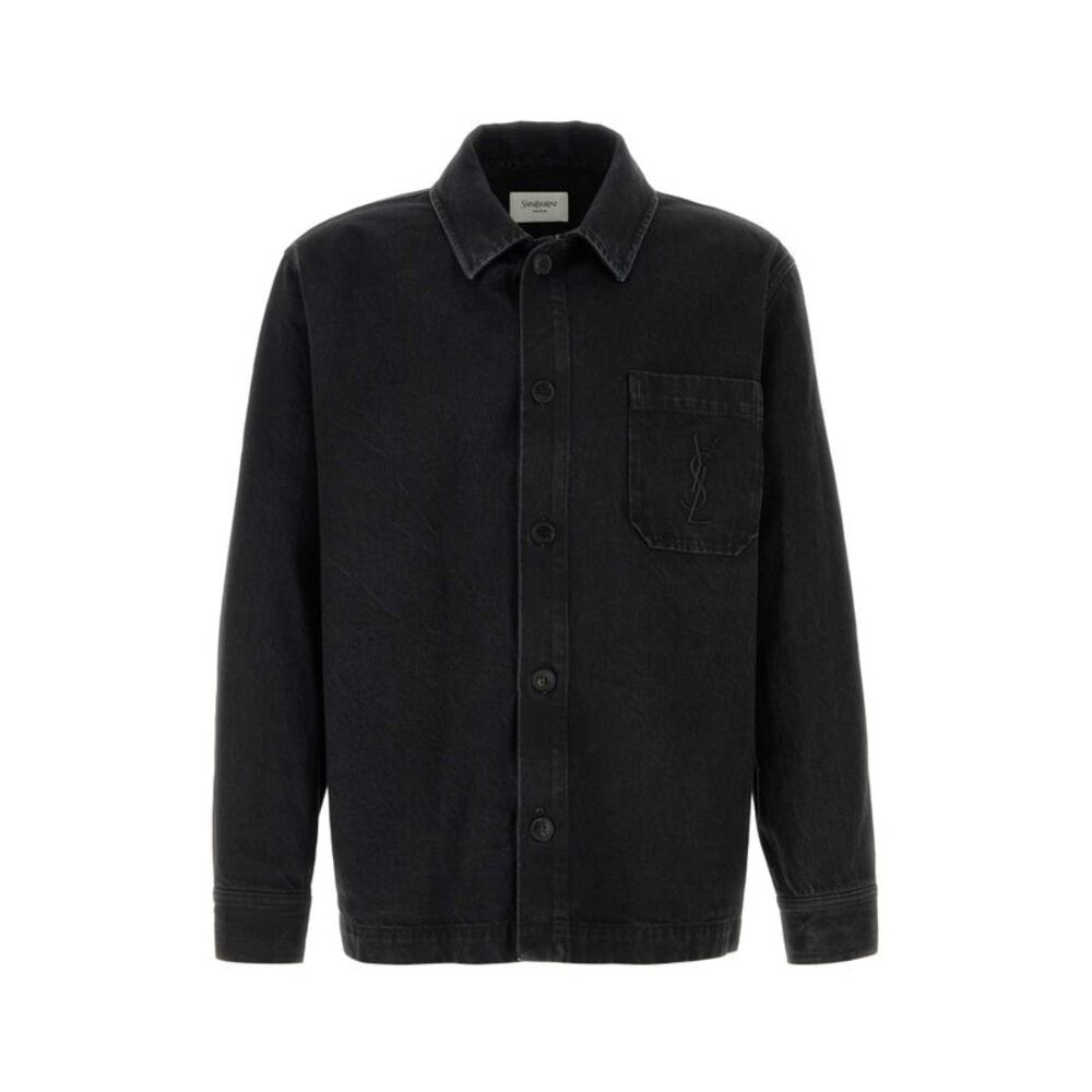 Saint Laurent Men Black Denim Overshirt